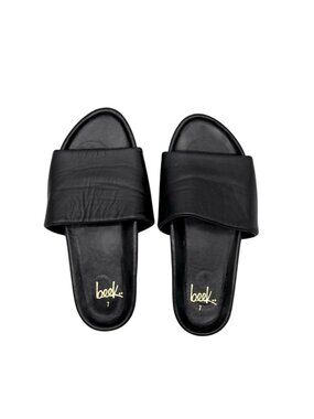 Beek Pelican Leather Slide Sandals in Black - Size 7